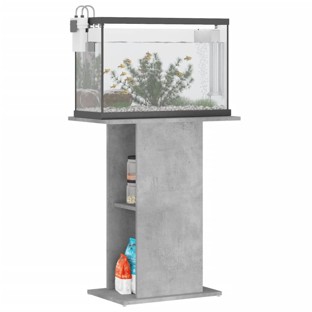 Meuble Aquarium Compact Bois avec Étagère Ouverte pour Bureau Gris Béton - ComfortXL Outdoor Living - Image 3