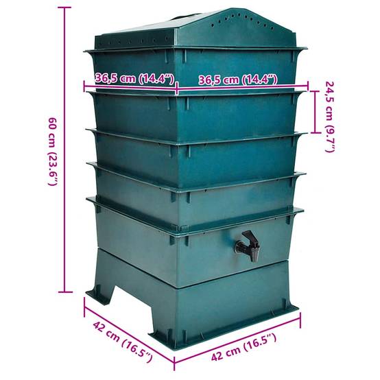 PANGIVO - Lombricomposteur plastique PEHD vert 42 x 42 x 60 cm - PANGIVO - Image 4