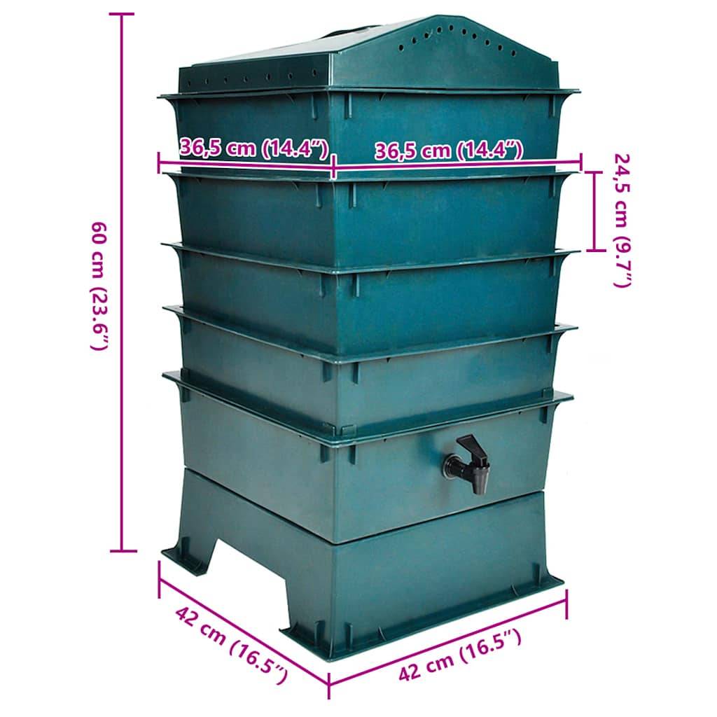PANGIVO - Lombricomposteur plastique PEHD vert 42 x 42 x 60 cm - PANGIVO - Image 4