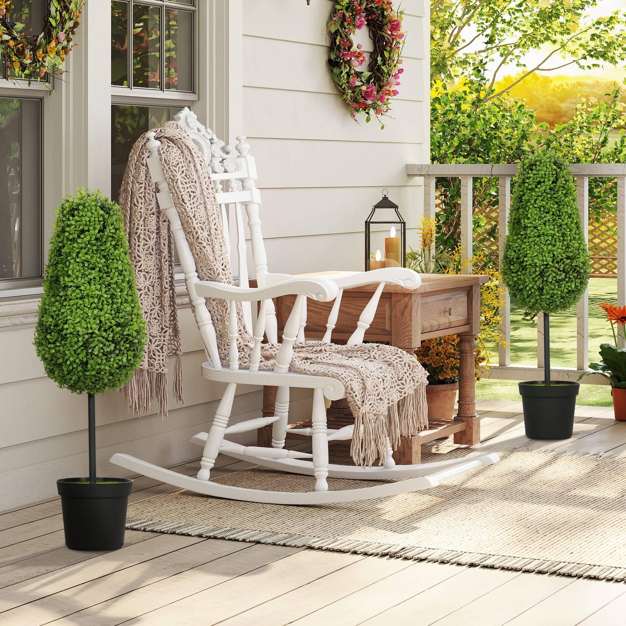 Lot 2 buis artificiels larmes plastique intérieur extérieur sans entretien 90cm vert - ComfortXL Outdoor Living - Image 10