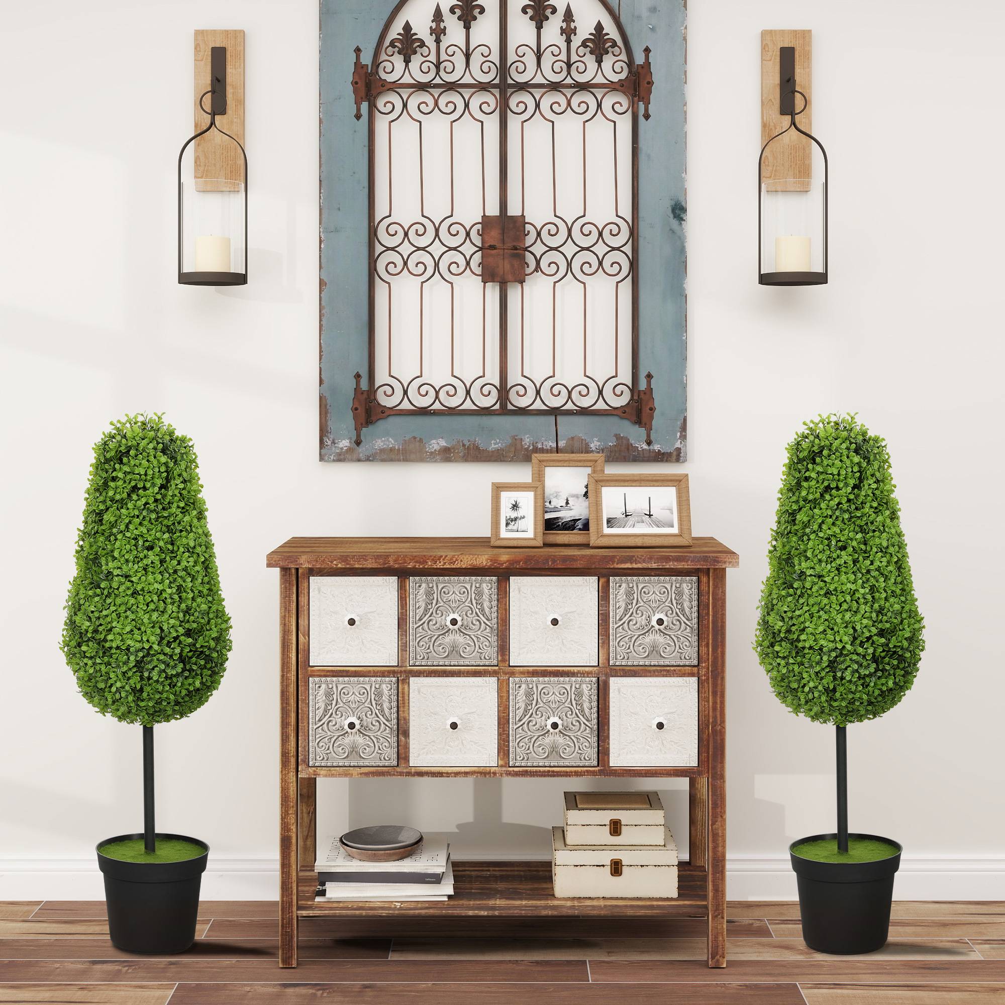 Lot 2 buis artificiels larmes plastique intérieur extérieur sans entretien 90cm vert - ComfortXL Outdoor Living - Image 4