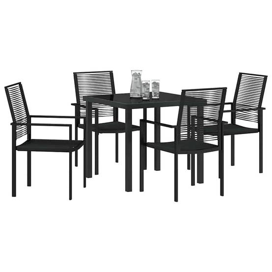 Salon de Jardin 4 Places Rotin PVC et Acier Ensemble 5 Pièces pour Repas Extérieur Noir – ComfortXL Outdoor Living - Image 3