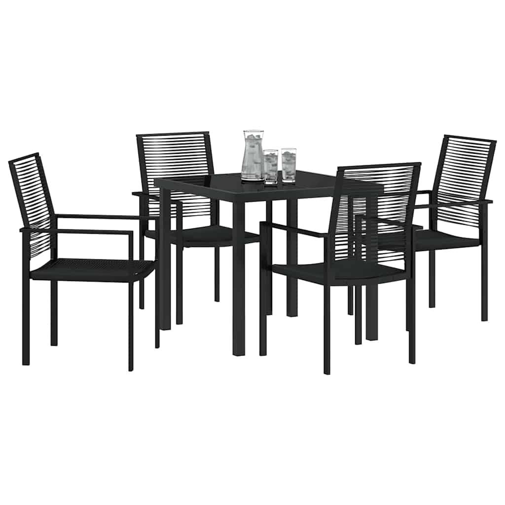 Salon de Jardin 4 Places Rotin PVC et Acier Ensemble 5 Pièces pour Repas Extérieur Noir – ComfortXL Outdoor Living - Image 3