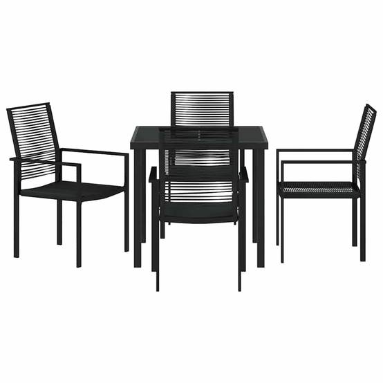 Salon de Jardin 4 Places Rotin PVC et Acier Ensemble 5 Pièces pour Repas Extérieur Noir – ComfortXL Outdoor Living - Image 7