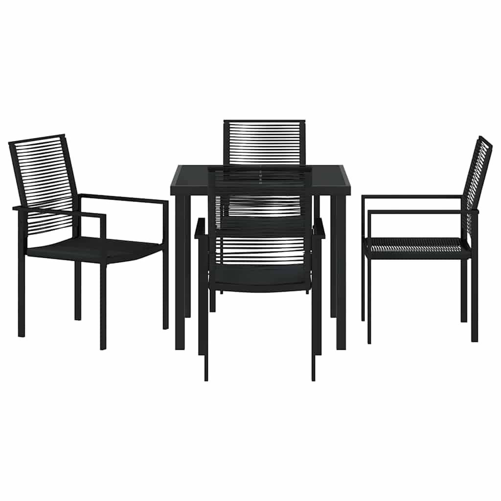Salon de Jardin 4 Places Rotin PVC et Acier Ensemble 5 Pièces pour Repas Extérieur Noir – ComfortXL Outdoor Living - Image 7