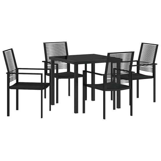 Salon de Jardin 4 Places Rotin PVC et Acier Ensemble 5 Pièces pour Repas Extérieur Noir – ComfortXL Outdoor Living - Image 2
