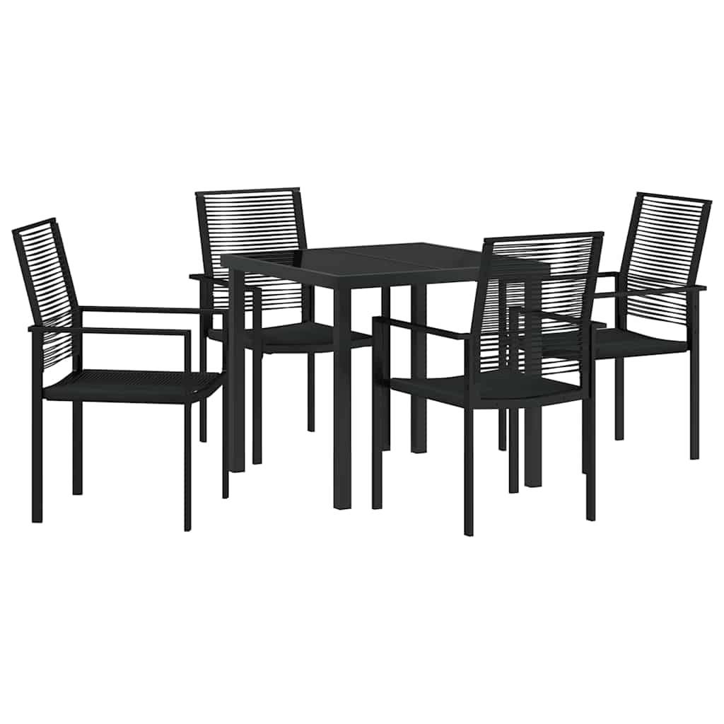 Salon de Jardin 4 Places Rotin PVC et Acier Ensemble 5 Pièces pour Repas Extérieur Noir – ComfortXL Outdoor Living - Image 2