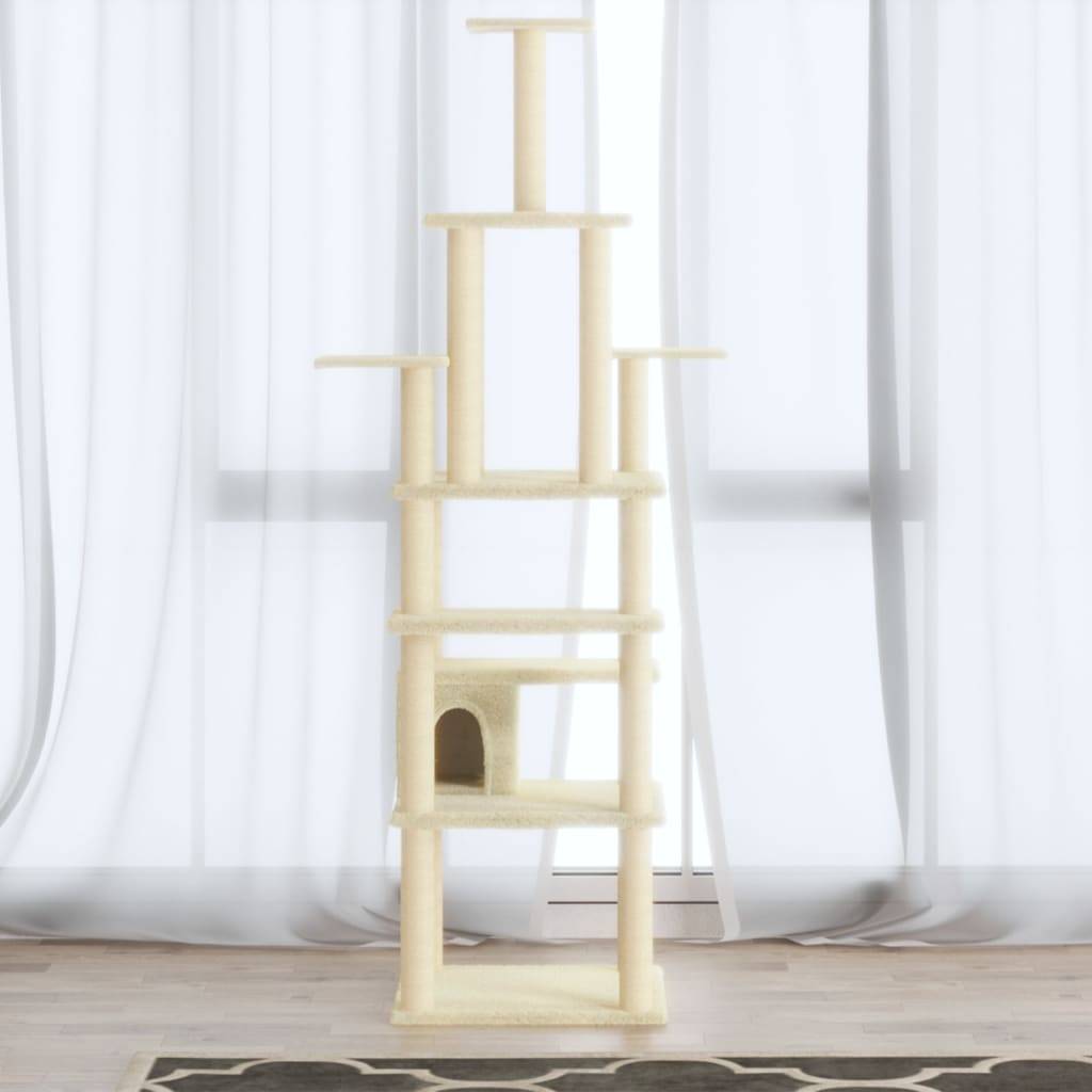 Vidaxl - Arbre à chat avec griffoirs en sisal Crème 183 cm vidaXL 171482 - Imagen 1
