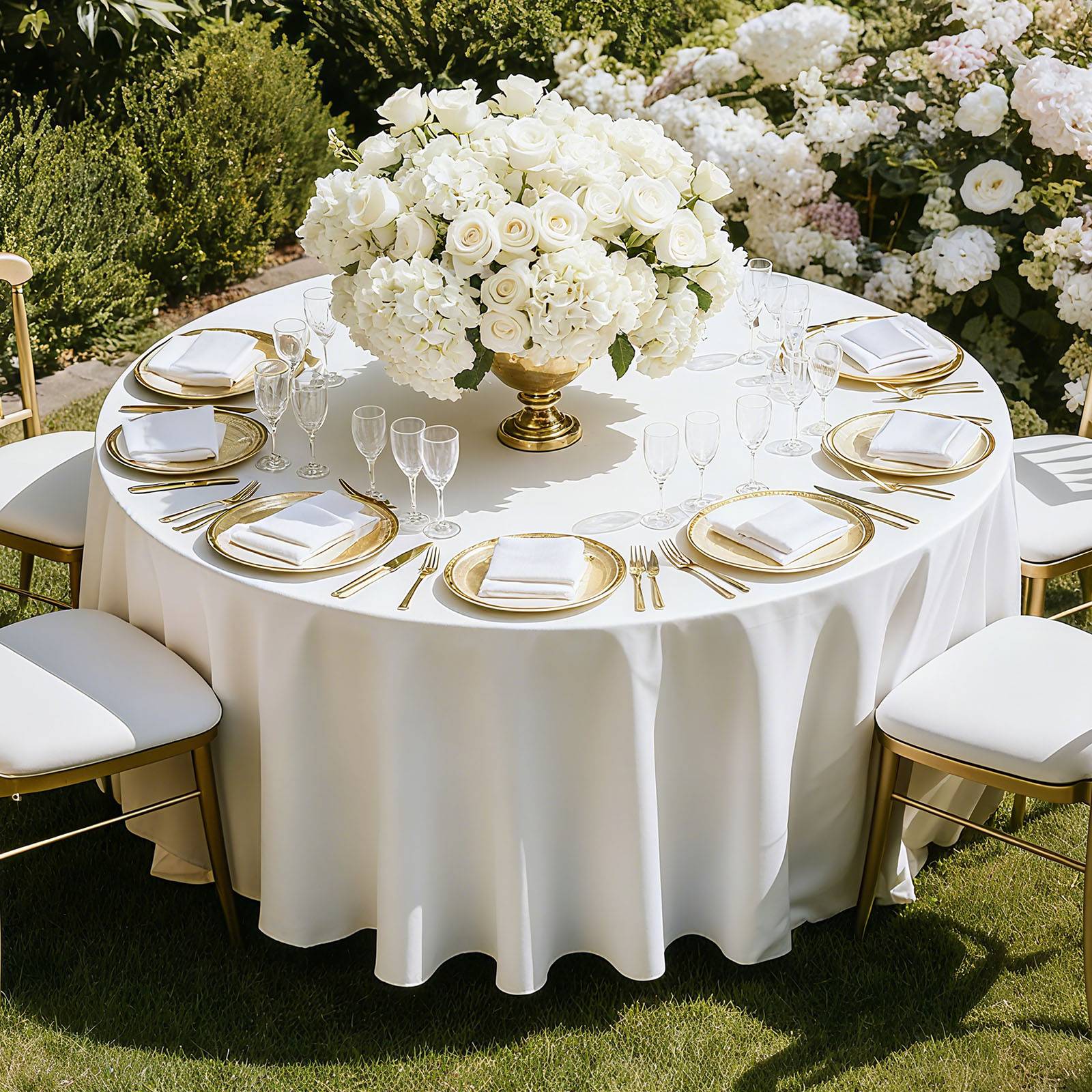 VEVOR Nappe ronde blanche de table en polyester 3048 mm lot de 2 pour mariage - Image 8