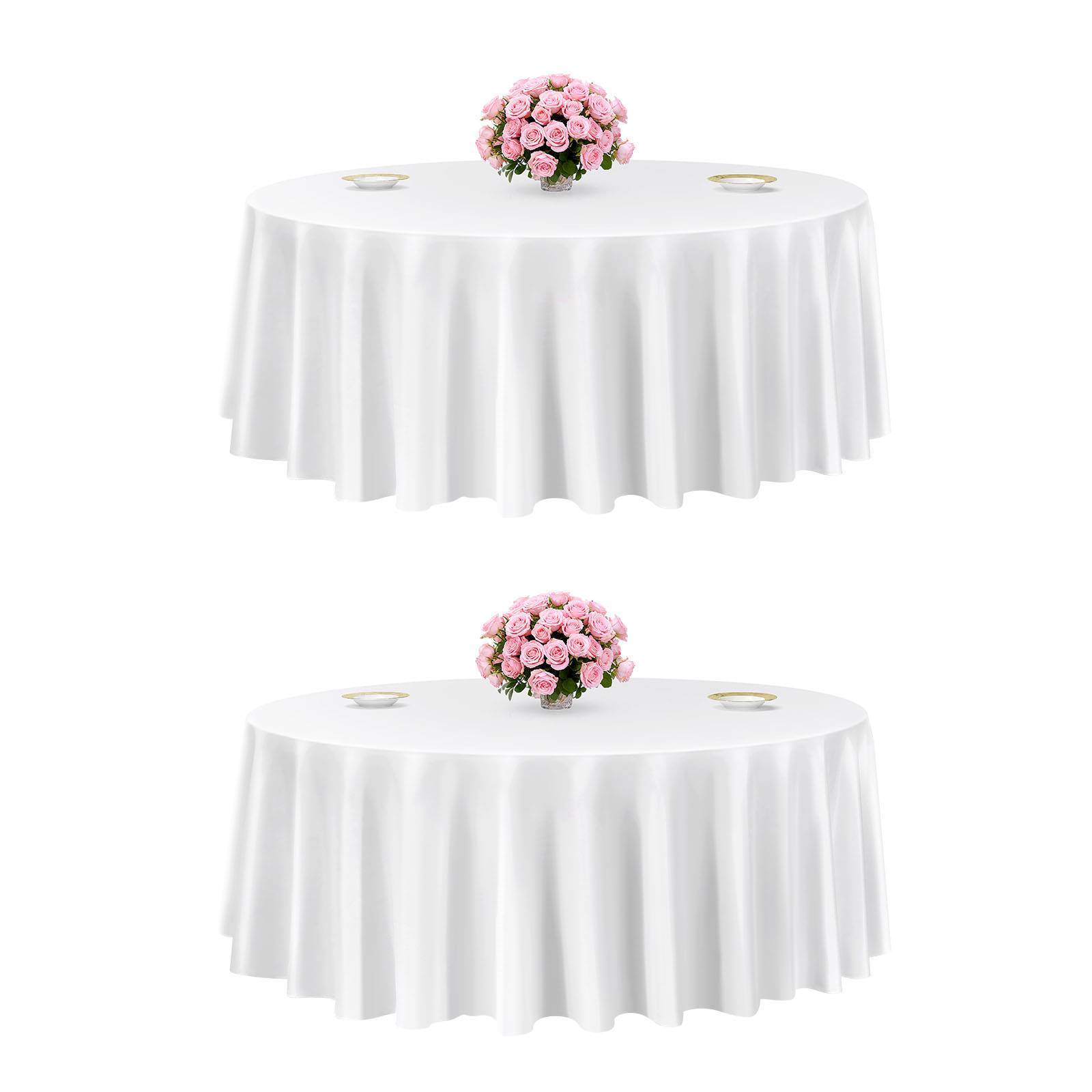 VEVOR Nappe ronde blanche de table en polyester 3048 mm lot de 2 pour mariage - Image 1