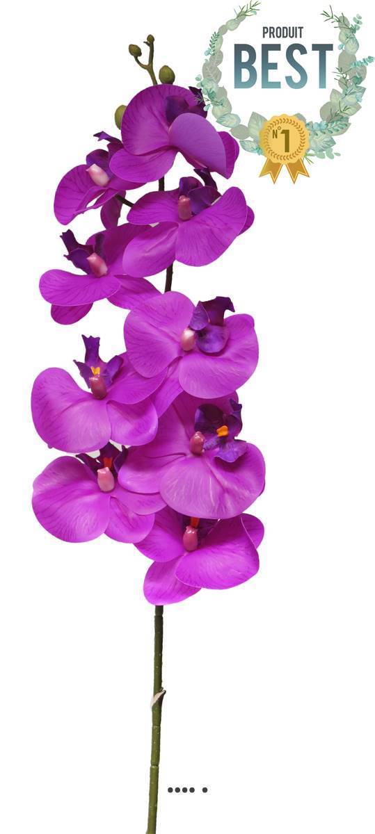 Artificielles - Tige orchidée phalaenopsis faux 9fleurons Real touch H108cmPourpreBEST - couleur: Pourpre - Imagen 1