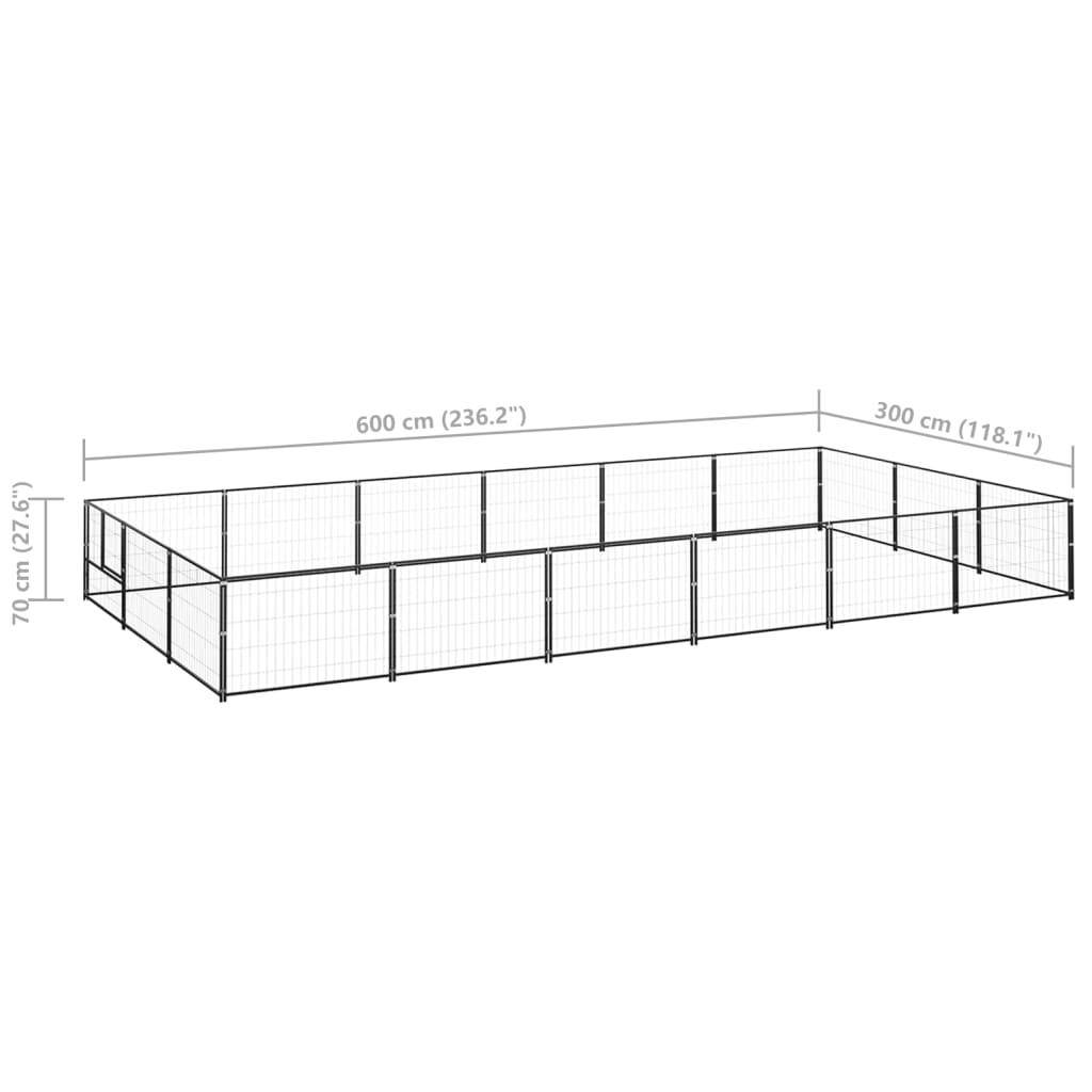 Helloshop26 - Chenil extérieur cage enclos parc animaux chien noir 18 m² acier - Imagen 2