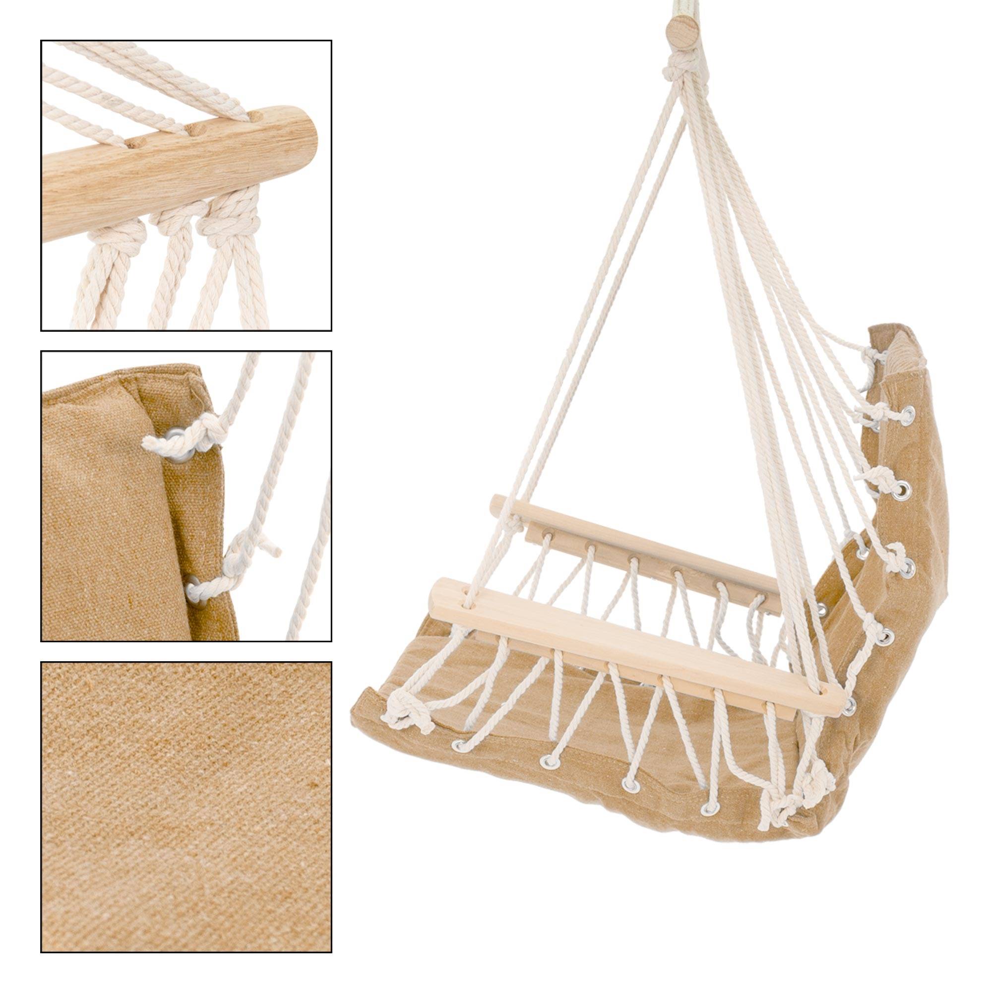 Ecd-Germany - Chaise suspendue siège fauteuil suspendu hamac Terracotta charge max. 120 kg - Imagen 2