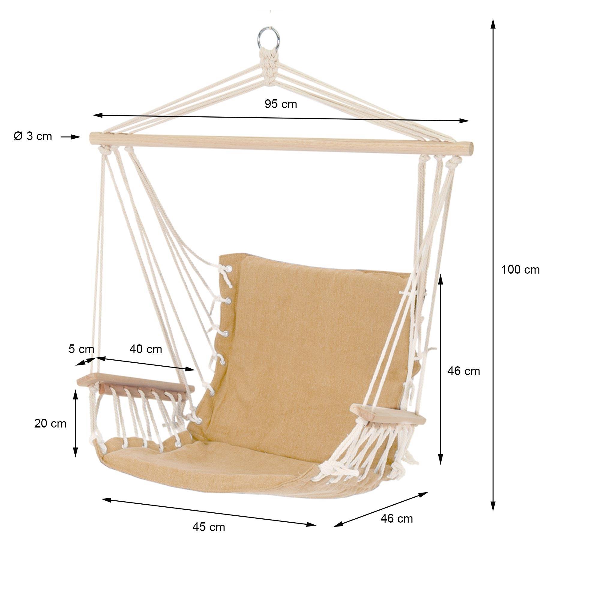 Ecd-Germany - Chaise suspendue siège fauteuil suspendu hamac Terracotta charge max. 120 kg - Imagen 5