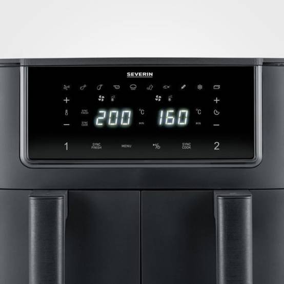 Severin - Friteuse Electrique a air chaud - SEVERIN - Airfryer FR2463 - Capacité 8 L - Double cuve - 10 programmes - 2600 W - Image 3