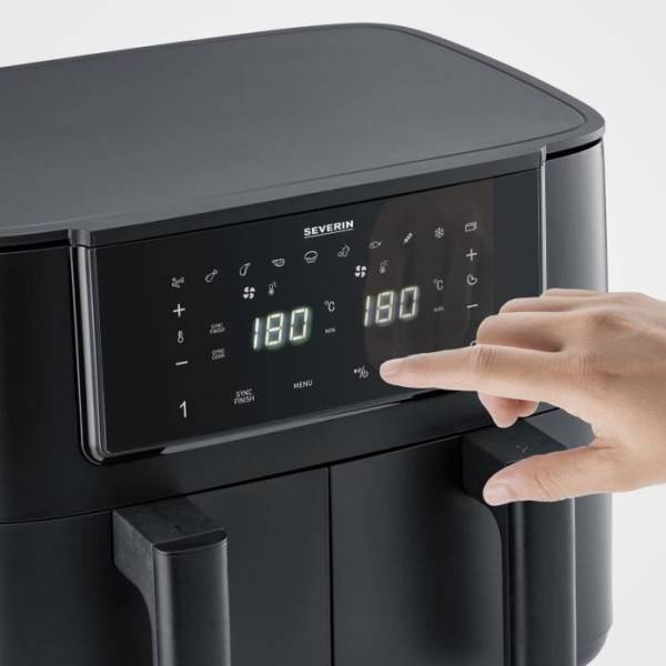 Severin - Friteuse Electrique  a air chaud - SEVERIN - Airfryer FR2463 - Capacité 8 L - Double cuve - 10 programmes - 2600 W - Image 2