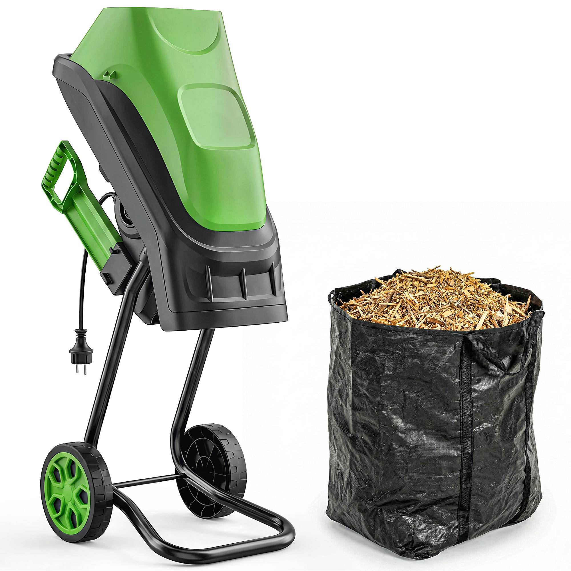 Broyeur de Végétaux Électrique 2500 W, Broyeur de Branches avec Sac de Collecte 45L, 4300 tr/min, 44x34x96cm, Vert - Image 1