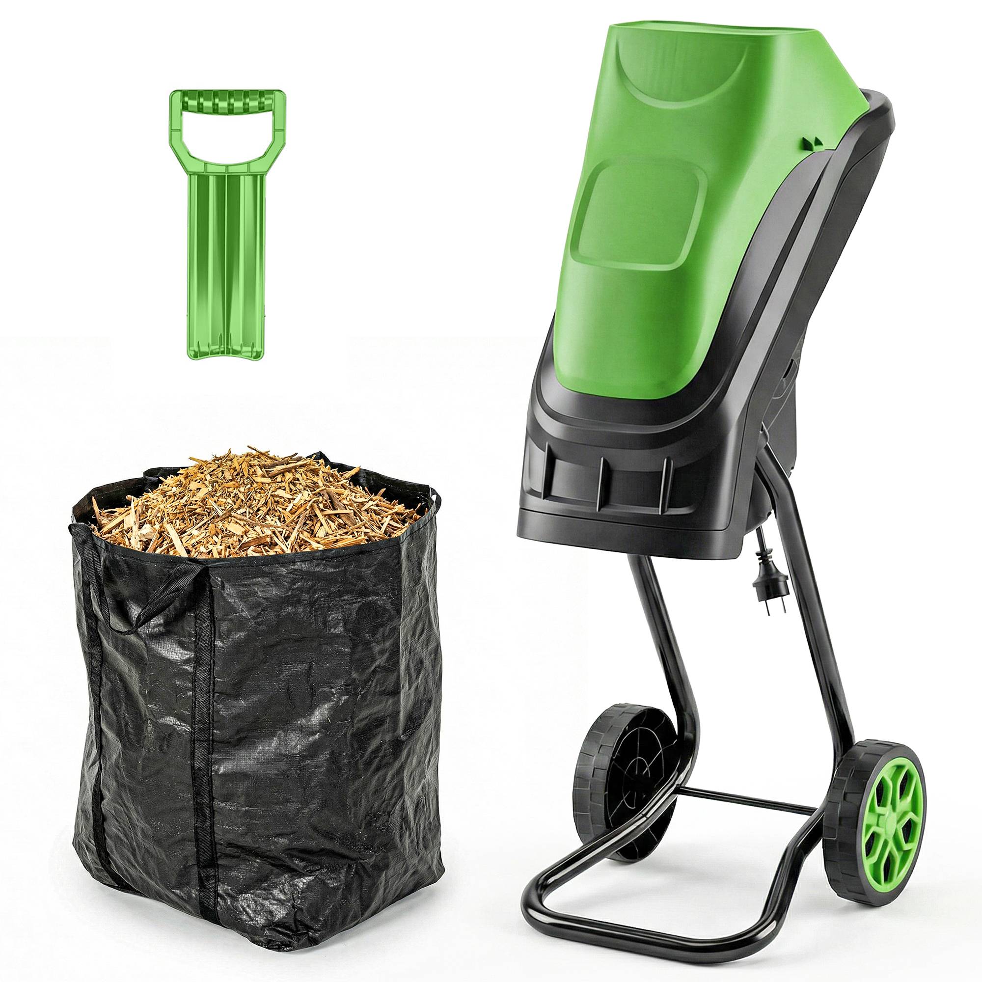 Broyeur de Végétaux Électrique 2500 W, Broyeur de Branches avec Sac de Collecte 45L, 4300 tr/min, 44x34x96cm, Vert - Image 2