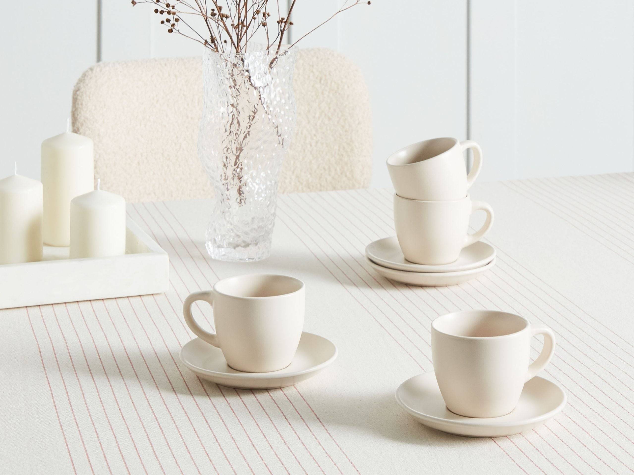 Beliani - Tasses et mugs Grès Blanc cassé CARAWAY - 14x14x2- Beliani - Image 1