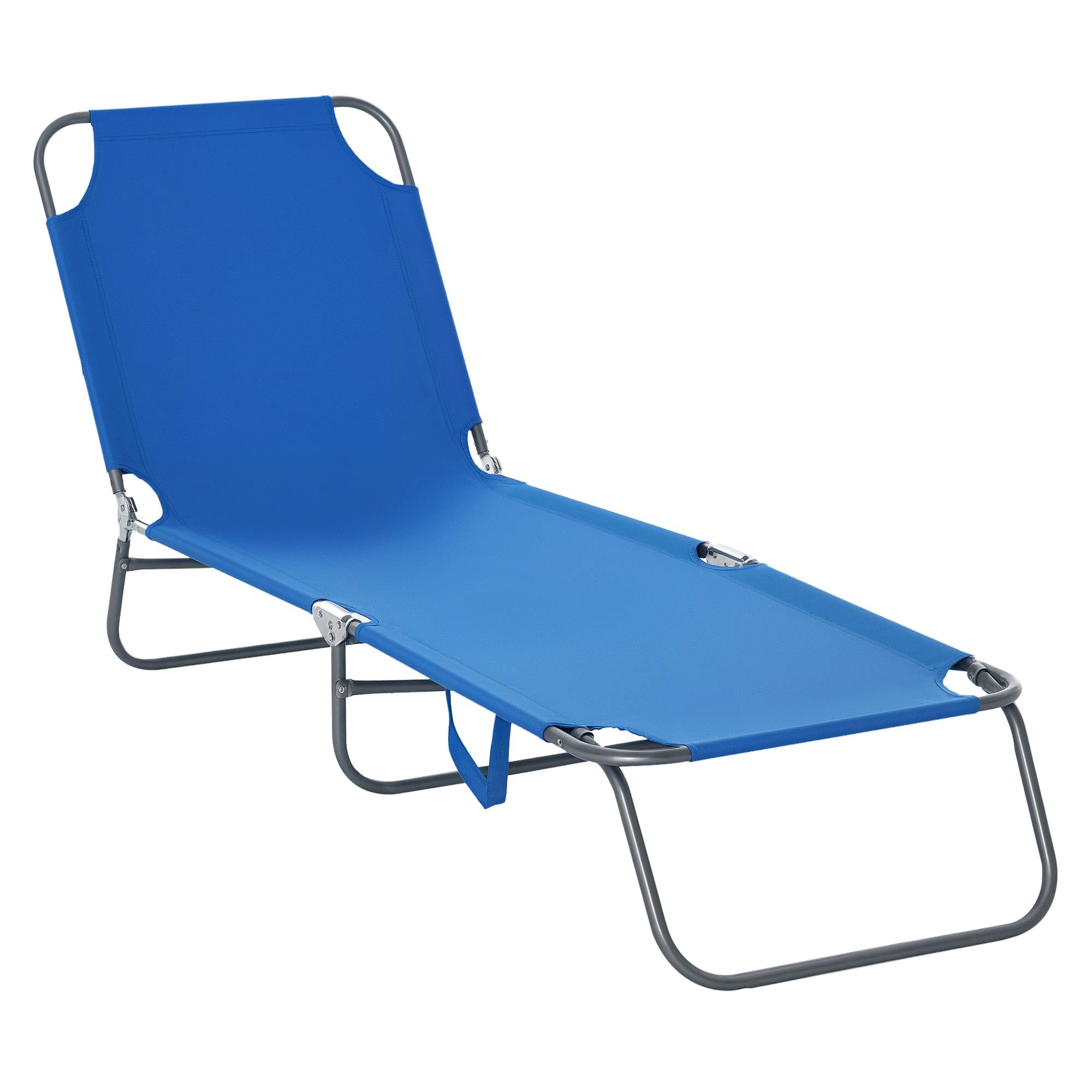Sans Marque - Transat de jardin pliable avec dossier réglable 5 positions, charge maximale 120 kg, pour terrasse ou piscine, 187 x 55 x 24 cm, bleu - Image 1