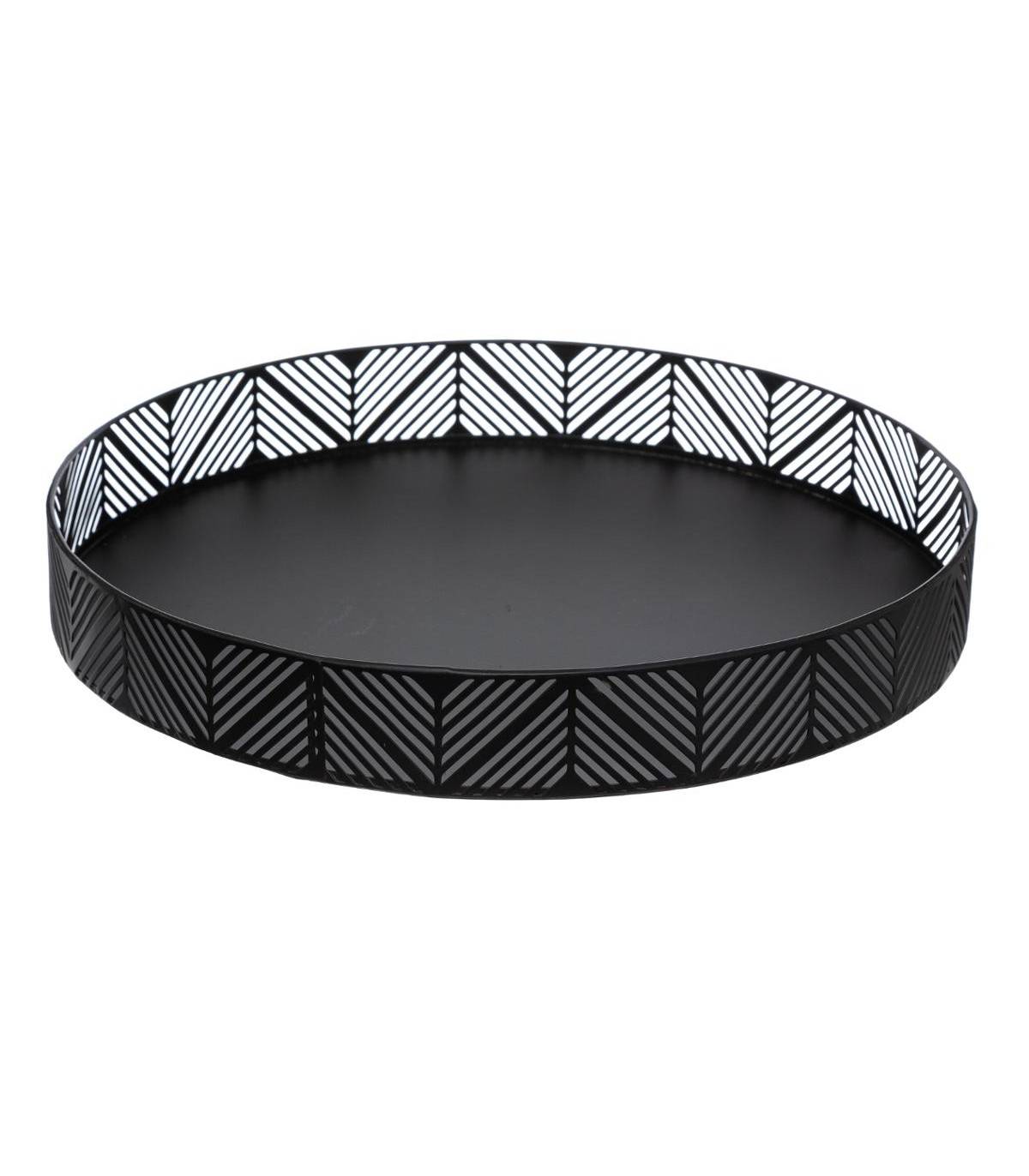 Plateau en métal Noir D 29.5 cm
