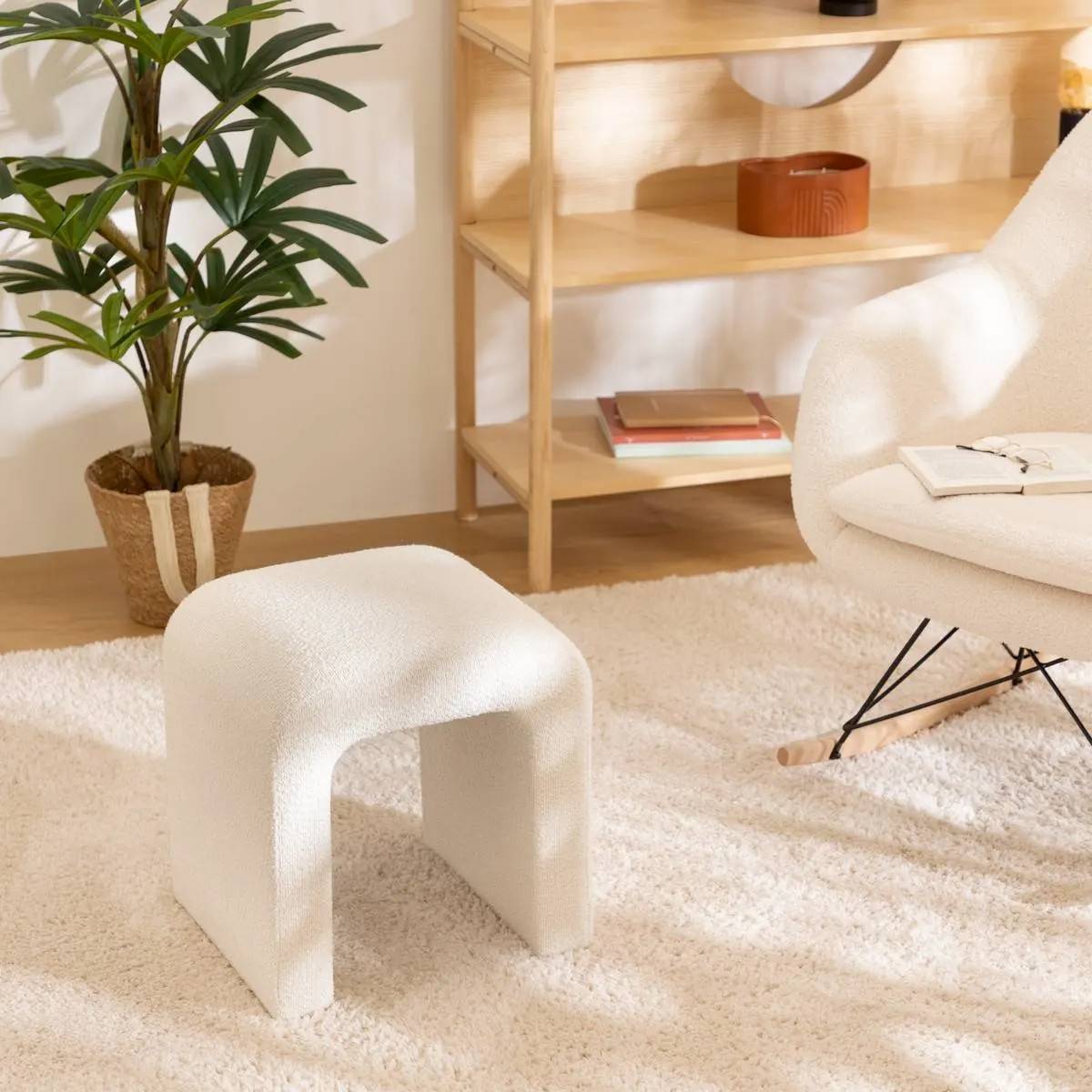 Tabouret bouclette Sevi blanc Atmosphera - Imagen 4