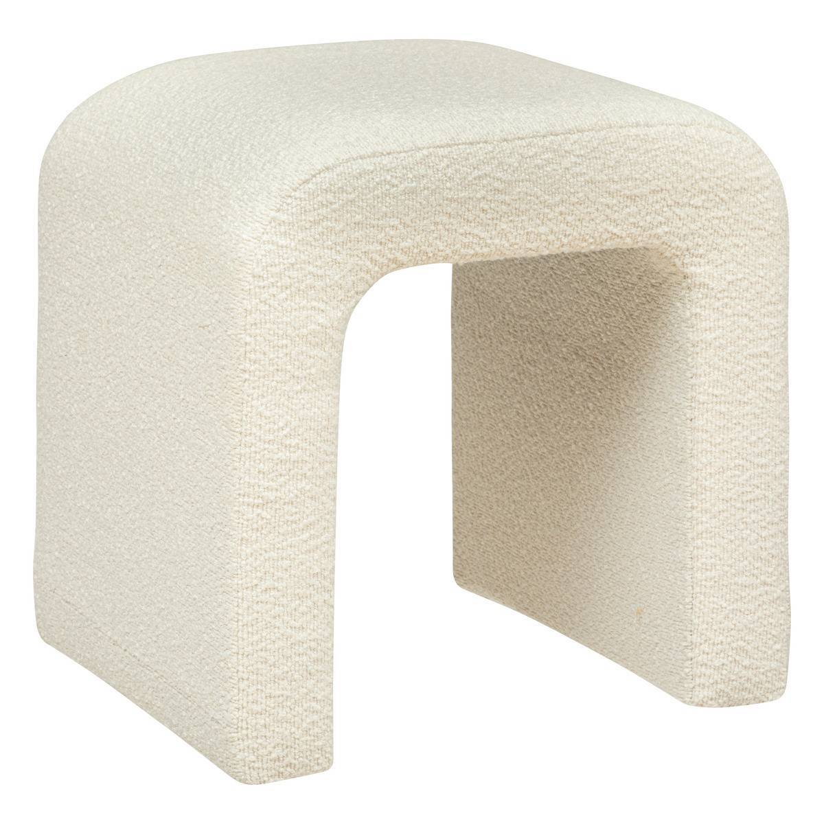 Atmosphera - Pouf "Sevi" en bouclette 41x35cm blanc - Atmosphera Créateur d'intérieur - Imagen 2