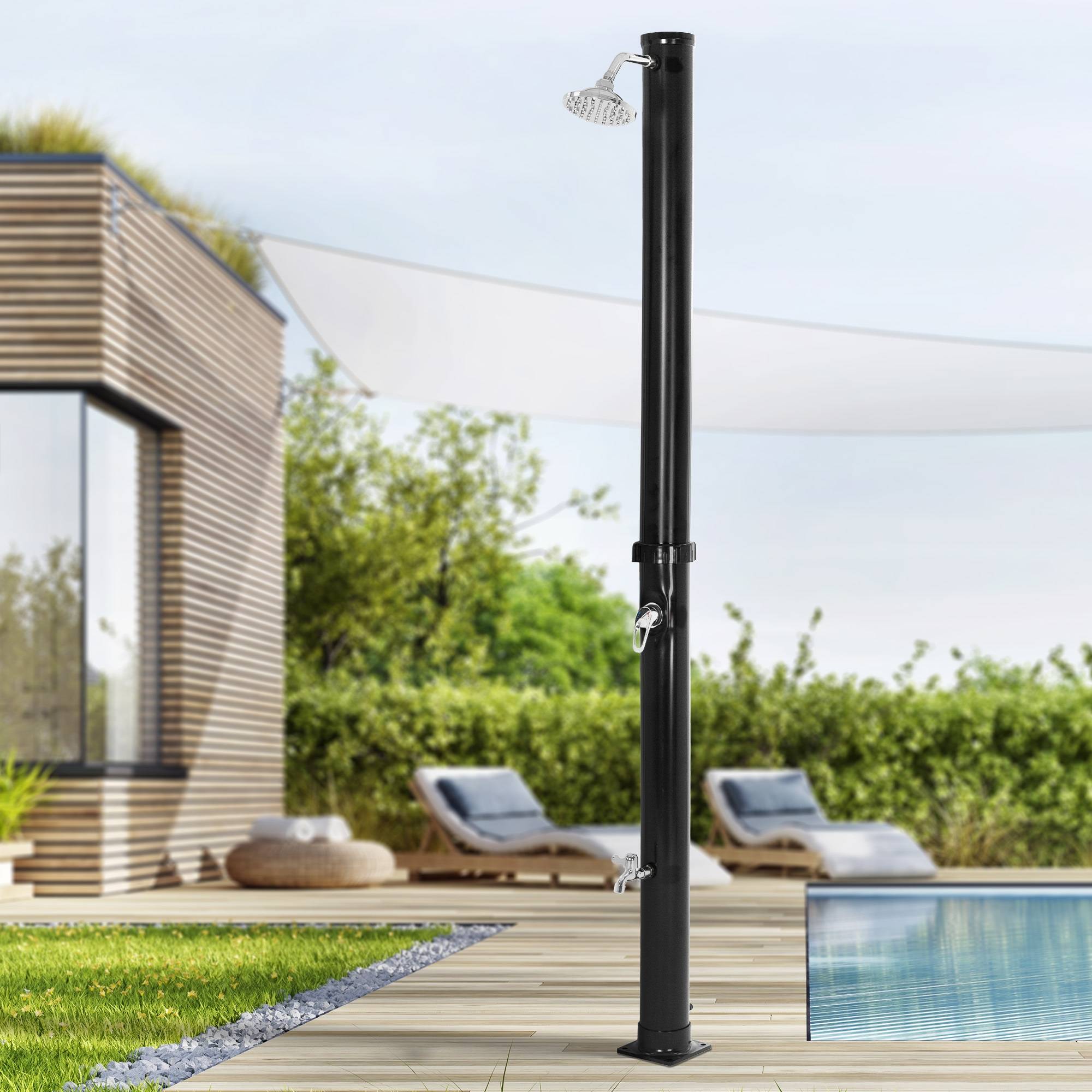 Ml-Design - Douche solaire d'extérieur avec douche à pied et pomme de douche noir 20 litres - Imagen 10