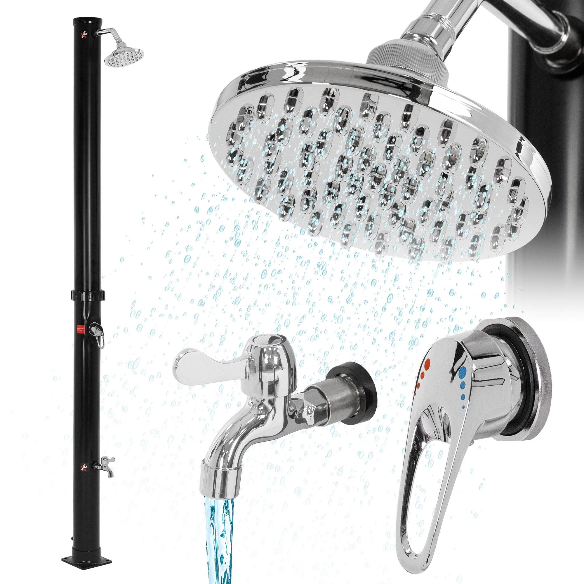 Ml-Design - Douche solaire d'extérieur avec douche à pied et pomme de douche noir 20 litres - Imagen 1