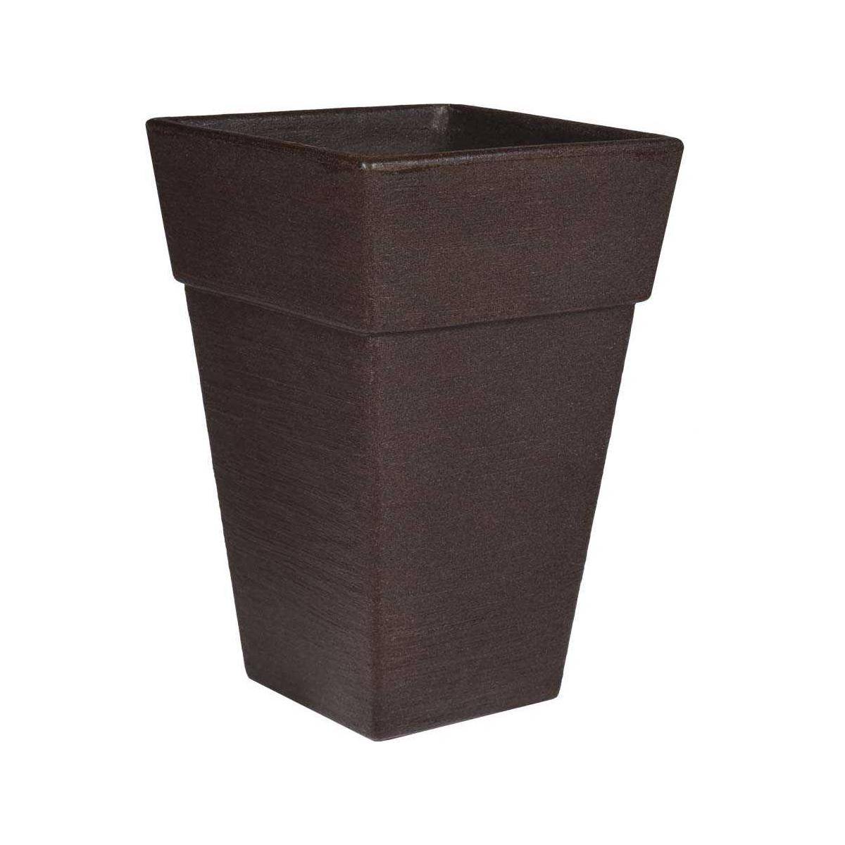 Roto - Jardinière en polyéthylène marron Quadro 45 x 45 x 73 cm