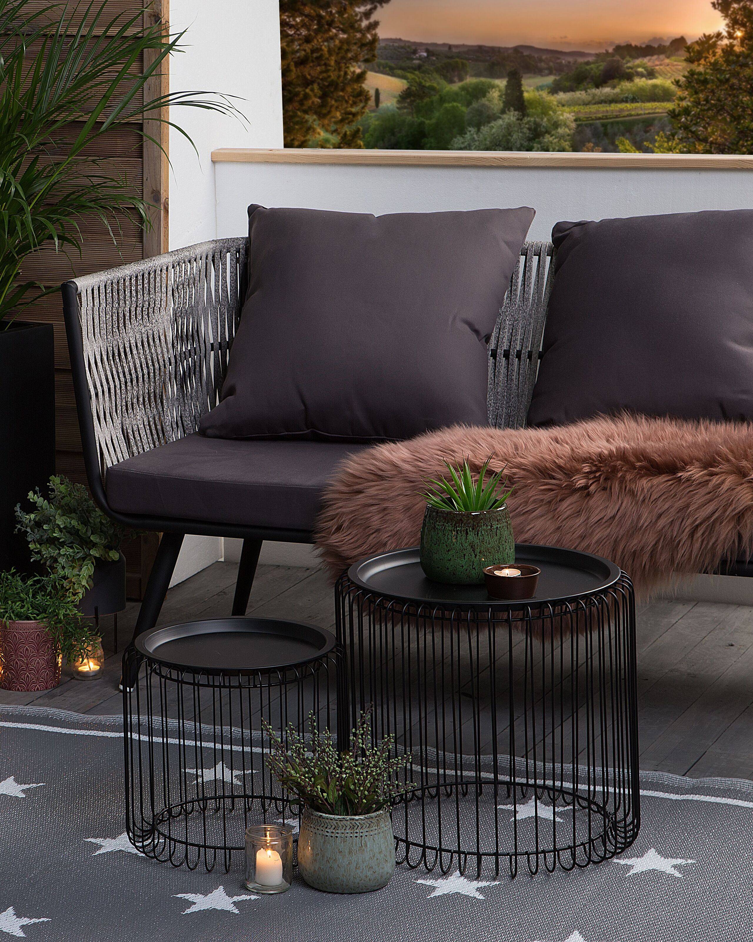 Beliani - Tapis d'Extérieur Gris Foncé en Polypropylène Motif Étoiles pour Terrasse au Style Moderne 120 x 180 cm Beliani - Imagen 2