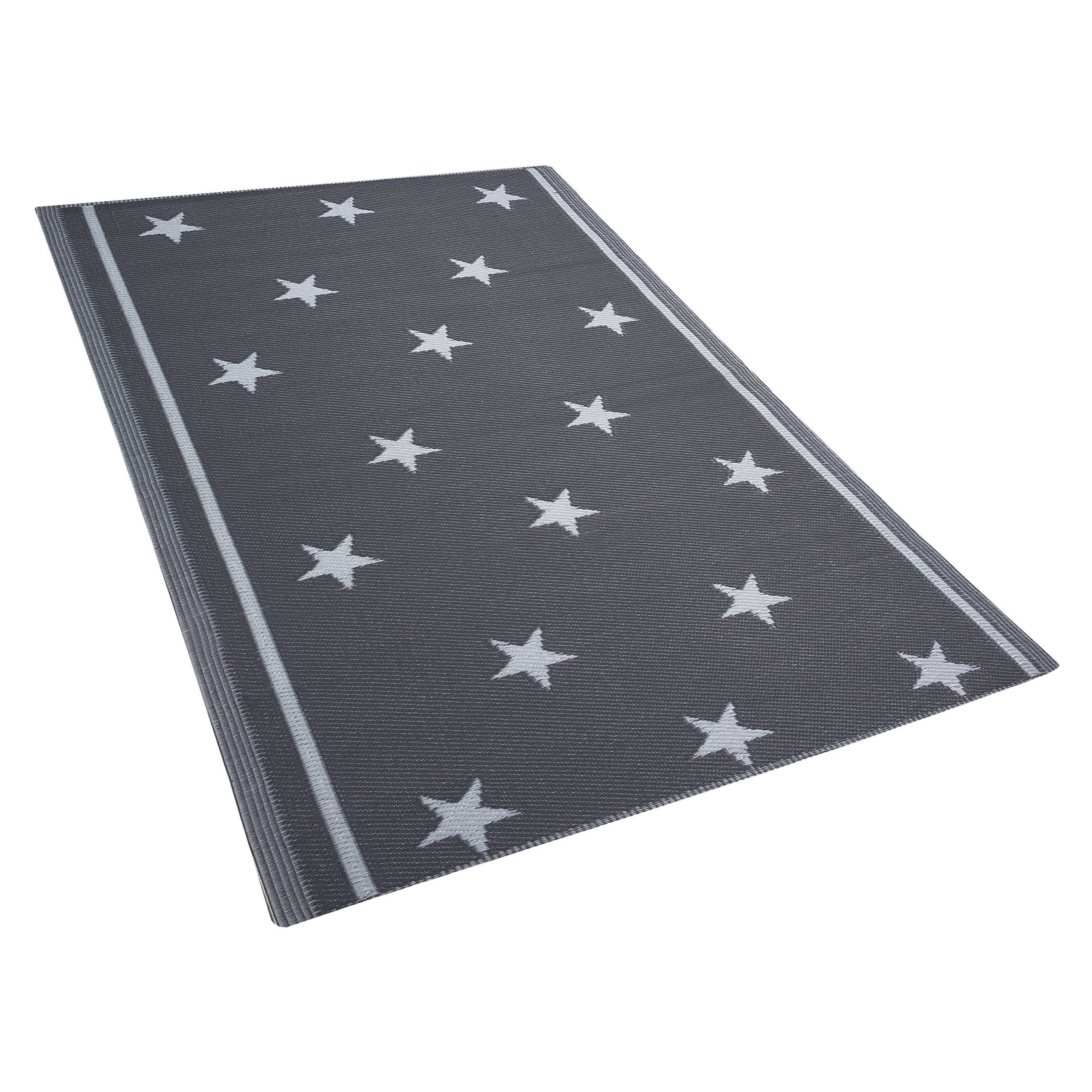 Beliani - Tapis d'Extérieur Gris Foncé en Polypropylène Motif Étoiles pour Terrasse au Style Moderne 120 x 180 cm Beliani - Imagen 4