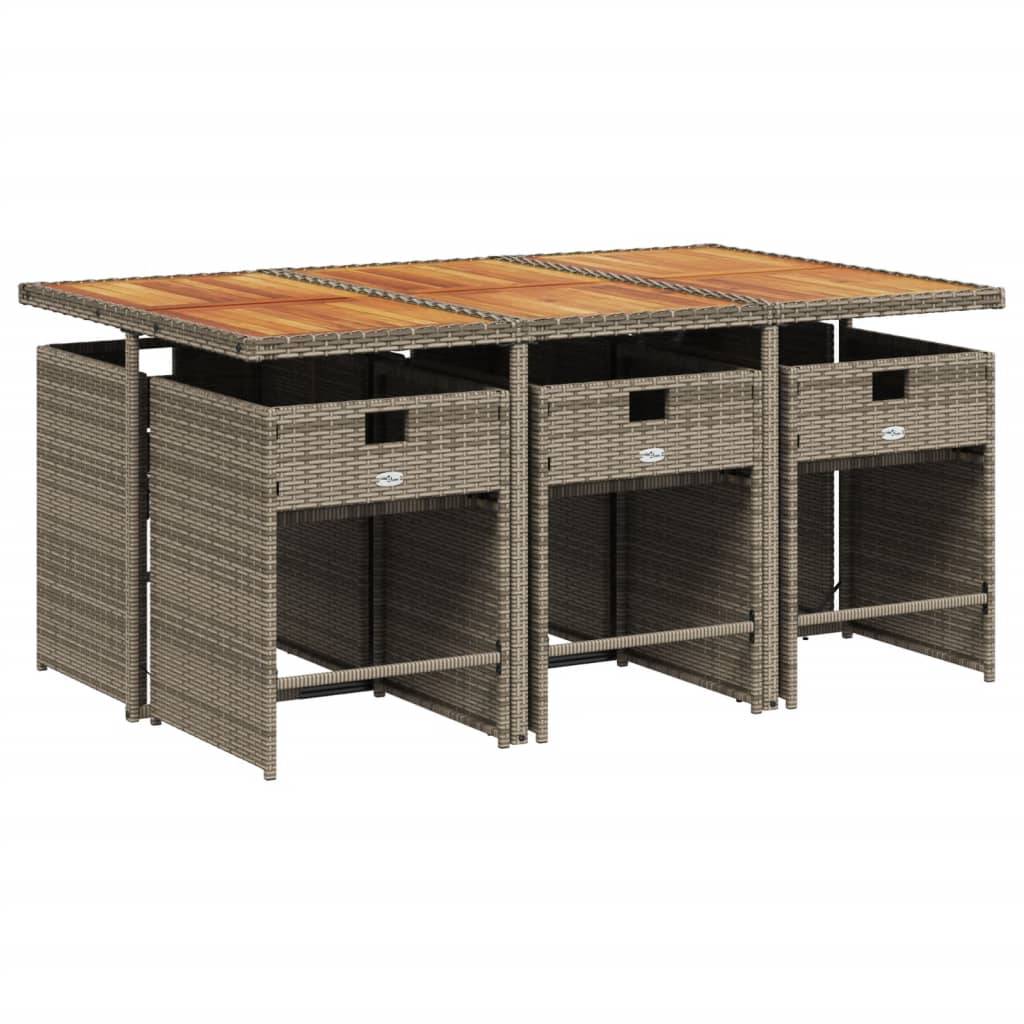 ComfortXL - Salon de jardin encastrable 6 places résine tressée table bois compact Gris – ComfortXL Outdoor Living - Image 3