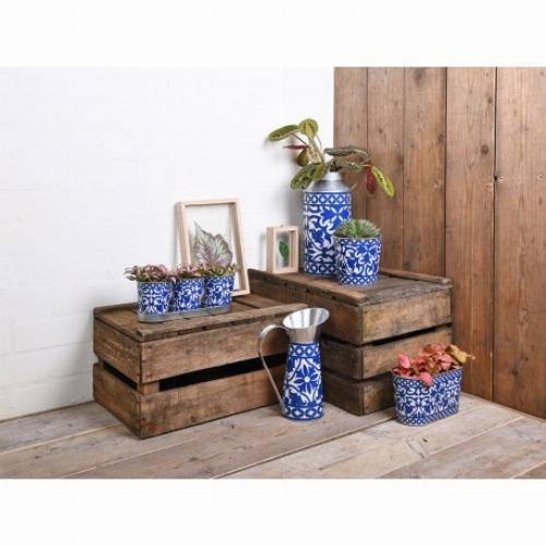 Esschert Design - Jardinière ovale zinc motif carreau de ciment 22,8 cm - Imagen 1