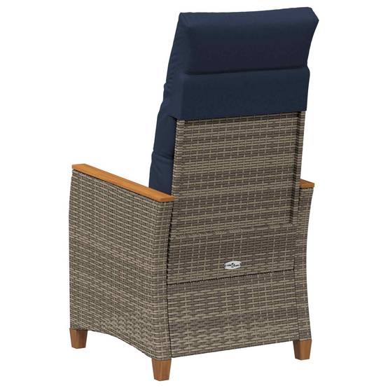Chaises de jardin inclinables polyrotin gris et bleu marine 64 x 57.5 x 112 cm - PANGIVO - Image 7
