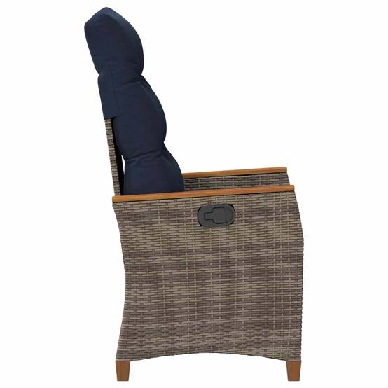 Chaises de jardin inclinables polyrotin gris et bleu marine 64 x 57.5 x 112 cm - PANGIVO - Image 6