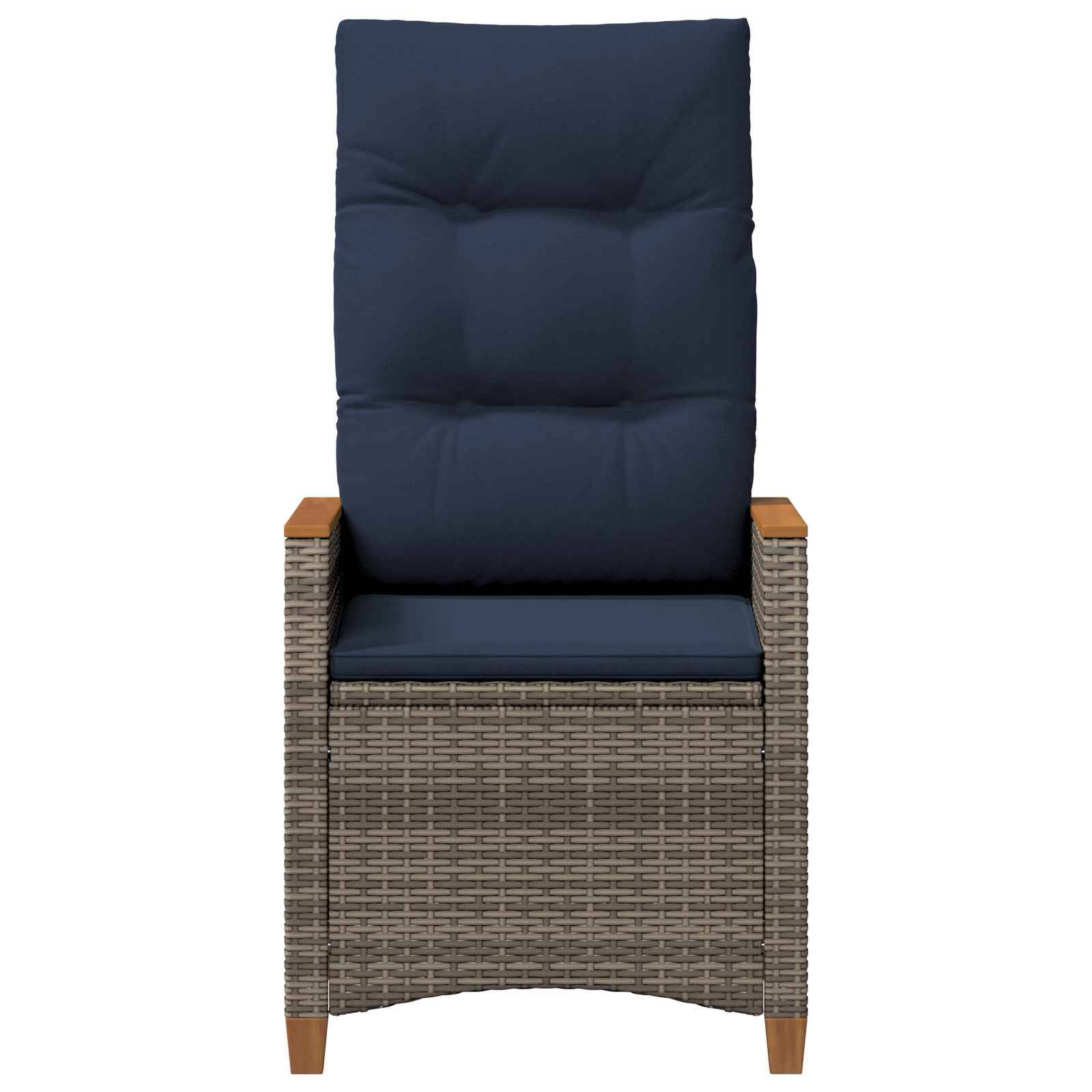 Chaises de jardin inclinables polyrotin gris et bleu marine 64 x 57.5 x 112 cm - PANGIVO - Image 5