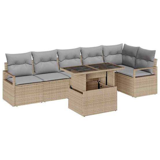 ComfortXL - Salon de jardin 6 places en résine tressée 7 pièces pour grande terrasse Beige – ComfortXL Outdoor Living - Image 2