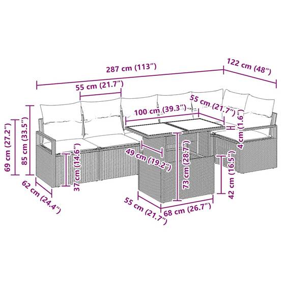 ComfortXL - Salon de jardin 6 places en résine tressée 7 pièces pour grande terrasse Beige – ComfortXL Outdoor Living - Image 3