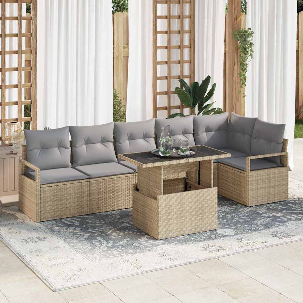 ComfortXL - Salon de jardin 6 places en résine tressée 7 pièces pour grande terrasse Beige – ComfortXL Outdoor Living - Image 1