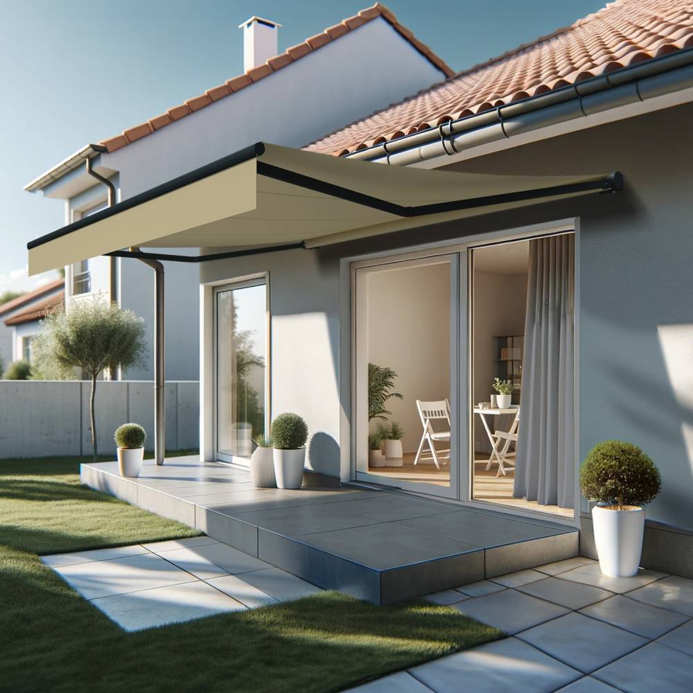 Intersun - Store banne loggia DIONEA 4,00x3,00 M (Motorisé Secours à Télécommande - Gris Anthracite - Ecru) - INTERSUN - Imagen 2