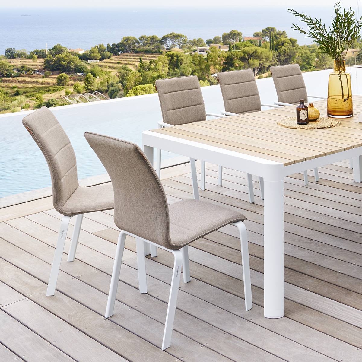 Hesperide - Chaise de jardin empilable "Diese" badiane & blanc en aluminium traité époxy Hespéride - Imagen 2