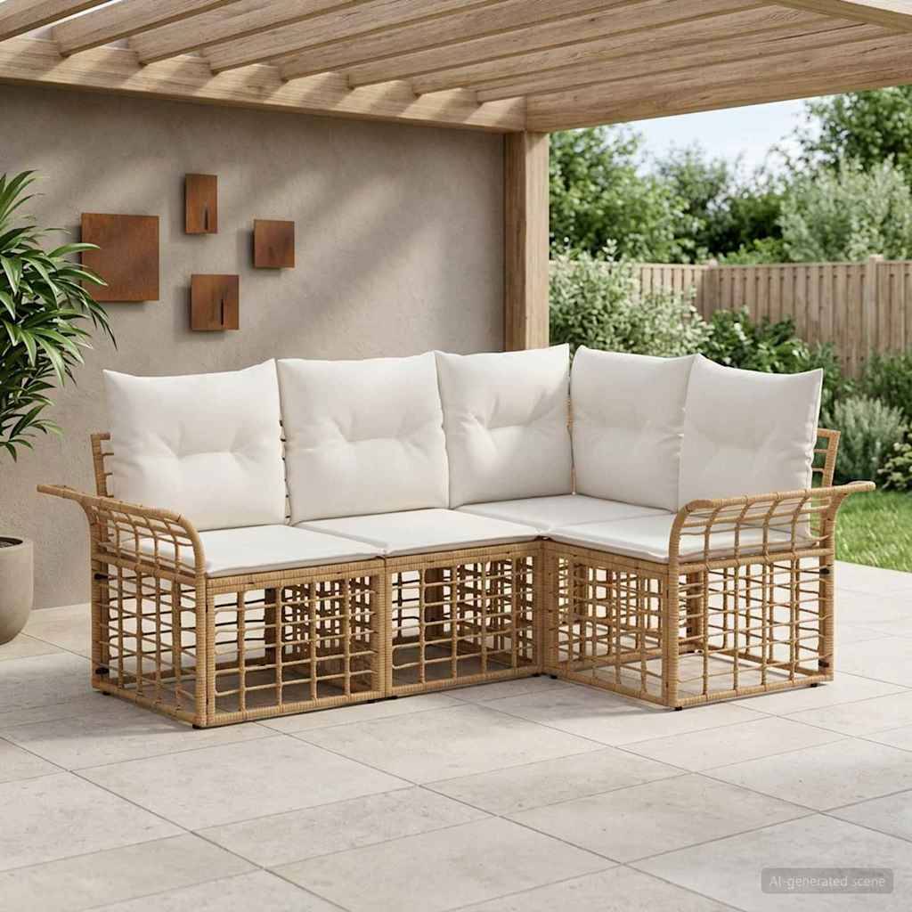 Vidaxl - Ensemble de canapés d'extérieur 4 pcs-Salons de jardin Blanc Naturel et Crème 191218 - Image 1