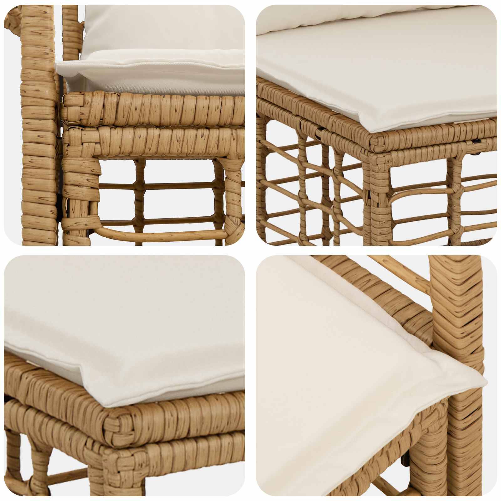 Vidaxl - Ensemble de canapés d'extérieur 4 pcs-Salons de jardin Blanc Naturel et Crème 191218 - Image 6