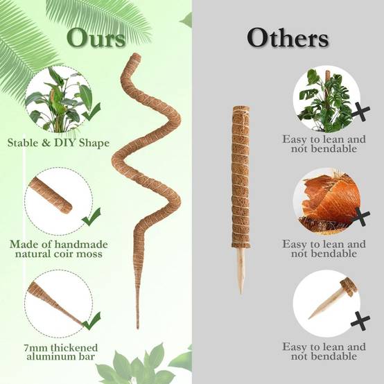 0 - Tuteur coco flexible 100cm pour plantes grimpantes - DIY & écologique - 2 pack - Image 2