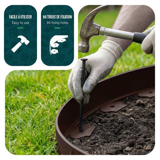Bordure de jardin flexible plastique 20m avec 60 piquets marron - hauteur 5cm - epaisseur 4mm - Image 5