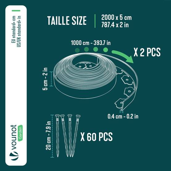 Bordure de jardin flexible plastique 20m avec 60 piquets marron - hauteur 5cm - epaisseur 4mm - Image 3