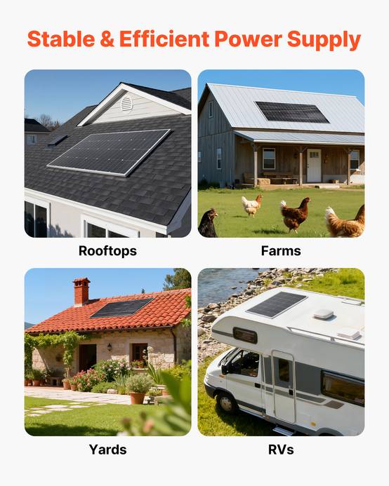 VEVOR Panneau Solaire Monocristallin Module Photovoltaïque 200 W Rendement 23 % - Image 6