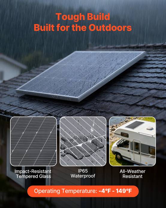 VEVOR Panneau Solaire Monocristallin Module Photovoltaïque 200 W Rendement 23 % - Image 5