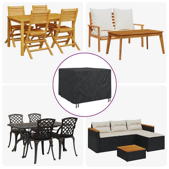 Housse Carrée pour Table et Chaises de Jardin Oxford 210D Imperméable et Anti-UV Noir 125x125x74 cm – ComfortXL Outdoor Living - Image 4